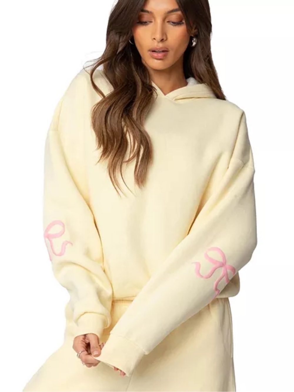Women’s Cream Hoodie with 🎀 Motif